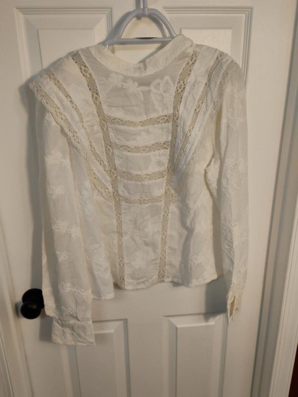 Ultra Pink NWT White Embroidered Lace Victorian Blouse Size L